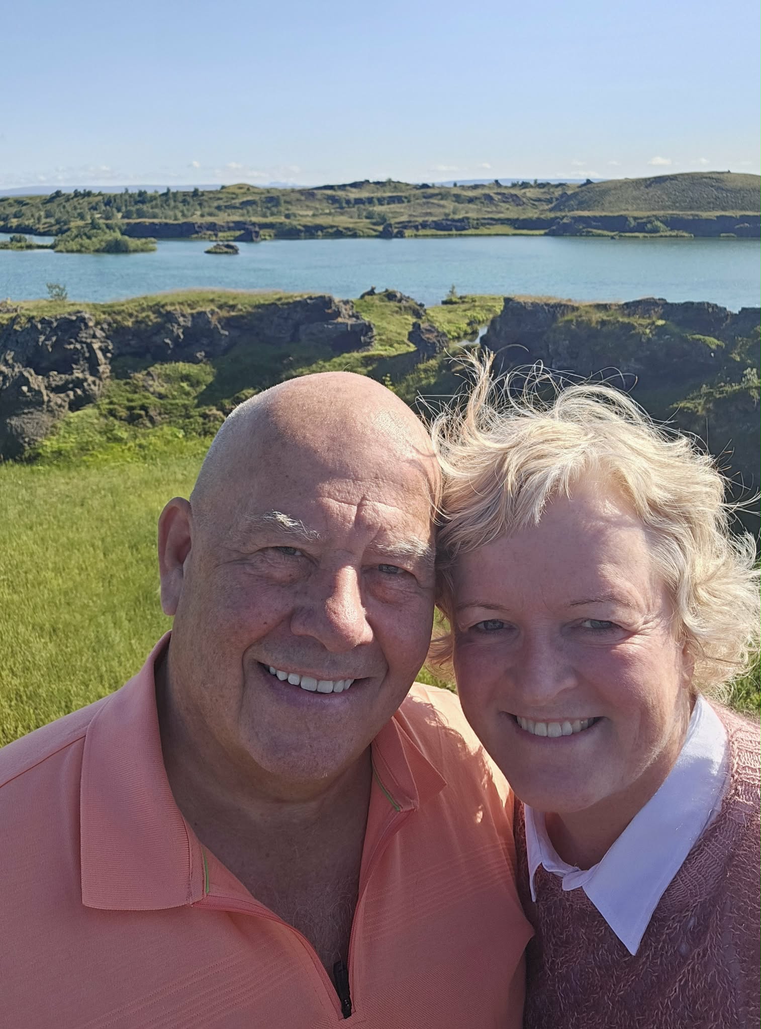 Katrín og Haukur í Mývatnssveit í ágúst.