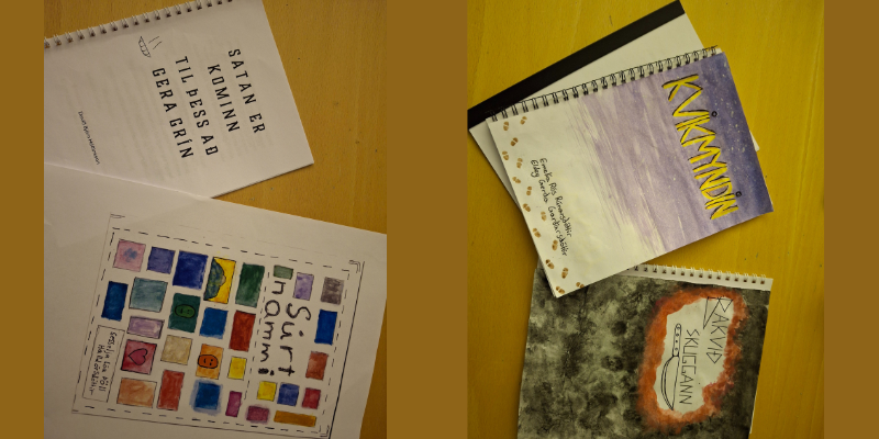 Krakkarnir hanna sjálfir bókakápurnar og eru margar þeirra afar frumlegar og skemmtilegar.