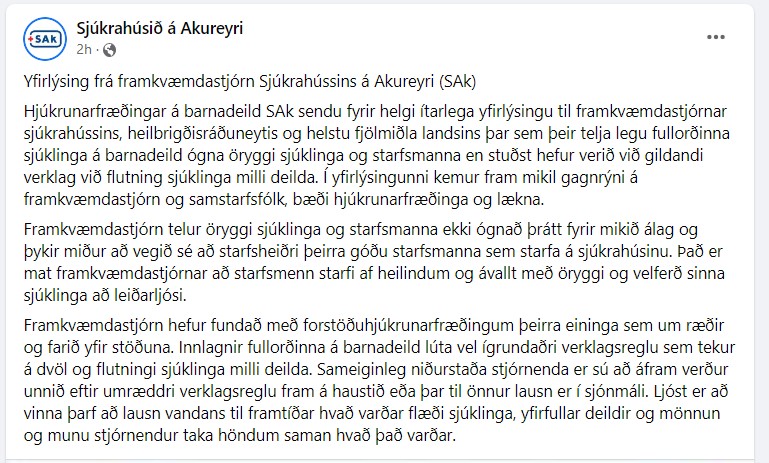 Yfirlýsing SAk