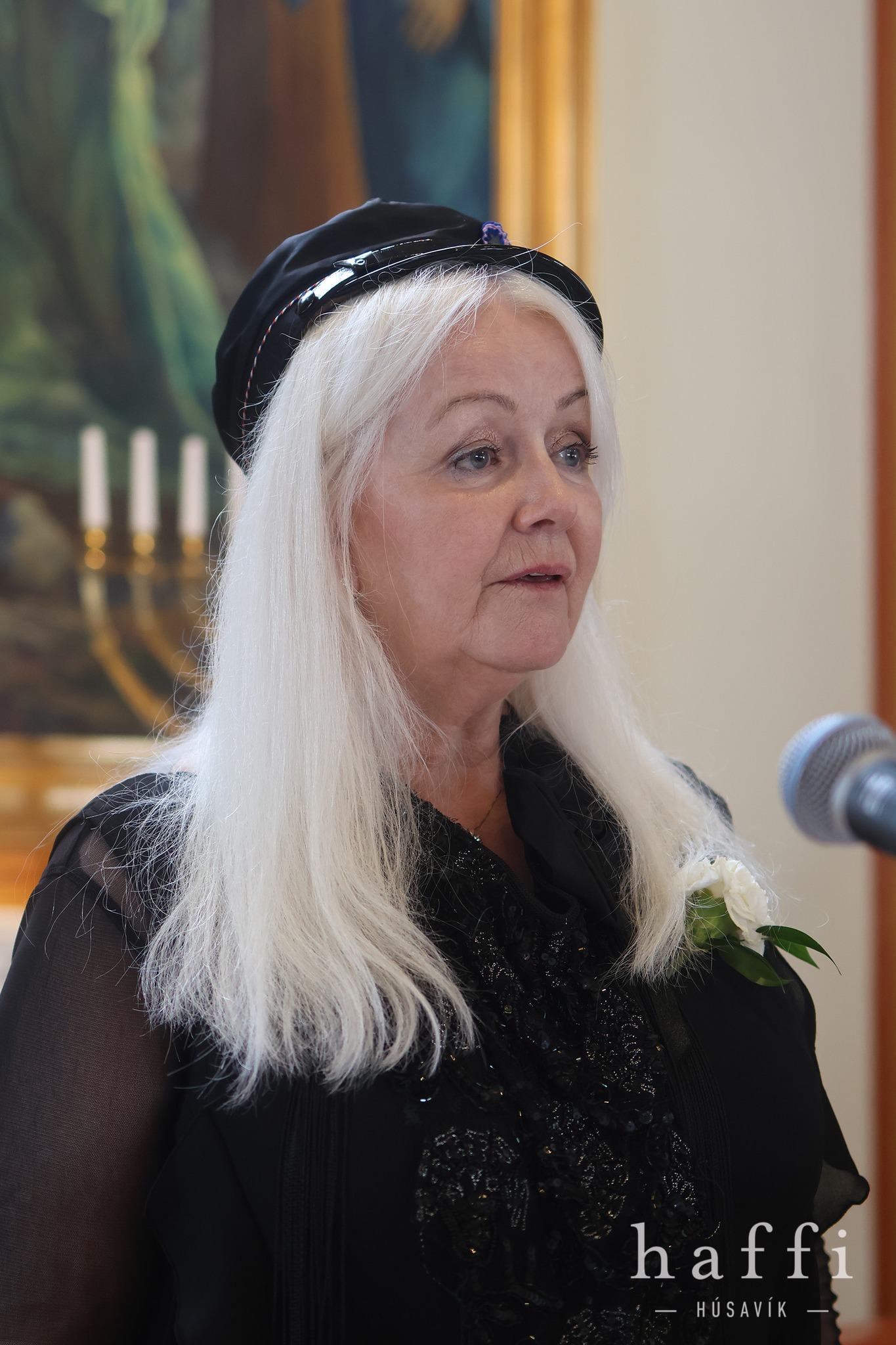 Valgerður Gunnarsdóttir, skólameistari Framhaldsskólans á Húsavík við sína síðustu brautskráningarathöfn. Mynd/Hafþór Hreiðarsson.