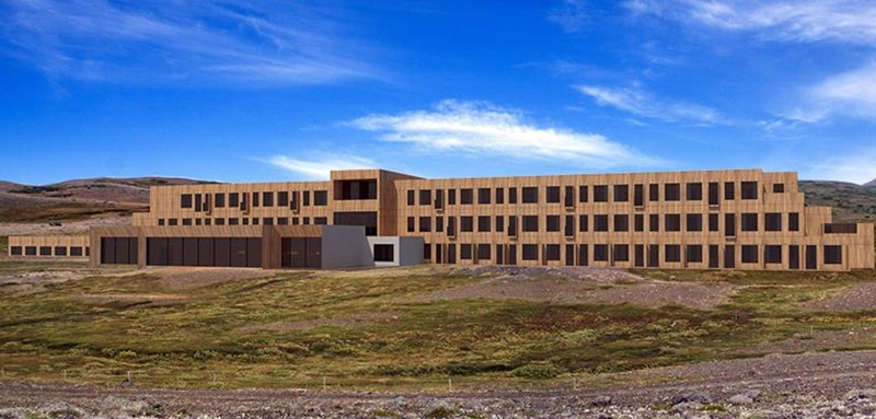 Tölvumynd af hótelinu sem fyrirhugað er að byggja við Mývatn. Mýnd: Mynd: Basalt Arkitektar - Ísla…