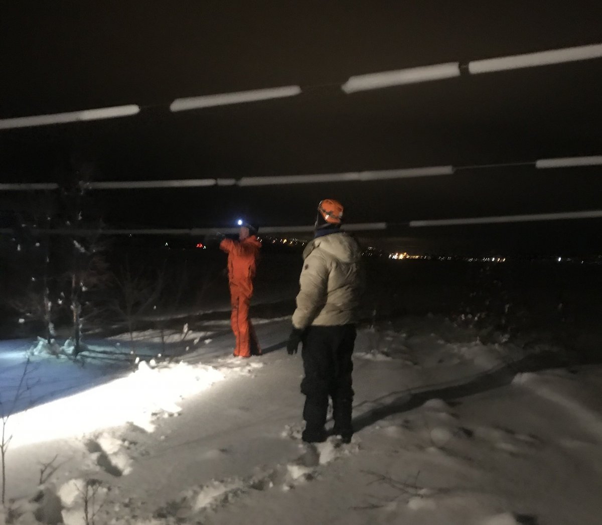 Myndin er tekin sl. sunnudag þar sem Kröfluína 1 þverar Eyjafjörð rétt sunnan við Akureyarflugvöll. …