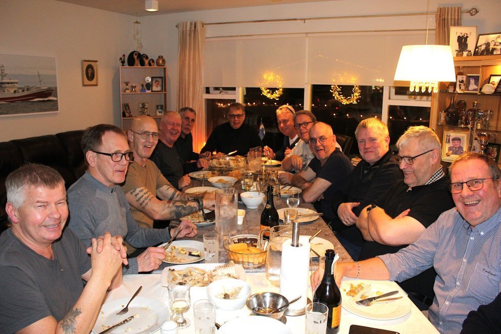 Öflugur hópur í hátíðarkvöldverði: Frá vinstri: Kristinn Pálsson, Einar Ingi Einarsson, Brynjar Jaco…