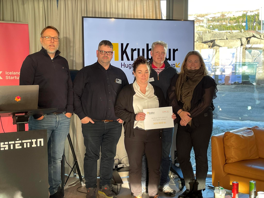 Teymið sem skapaði Varnarhyrnurnar. Frá vinstri: Methúsalem Hilmarsson, Knútur Jónasson Ingibjörg Be…